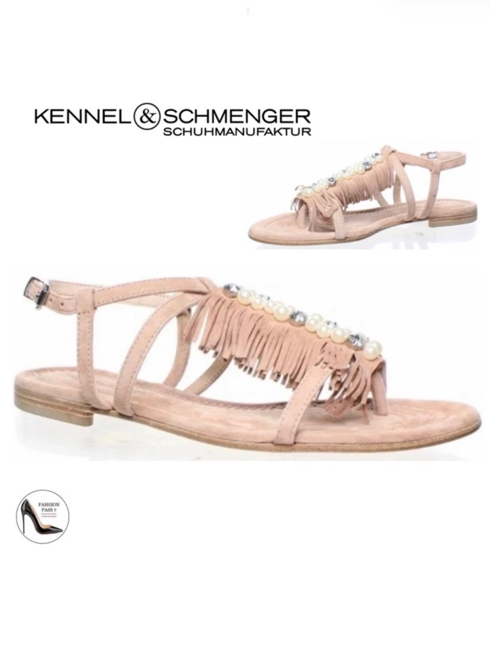 Kennel & Schmenger Samtziege Rose Gold Suede Designer Luxury Flat Heel Sandals